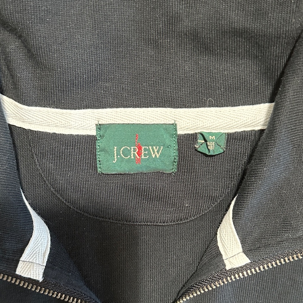 J. Crew Black Half Zip Rugby Pull Over 100% Cotton - Picture 3 of 9
